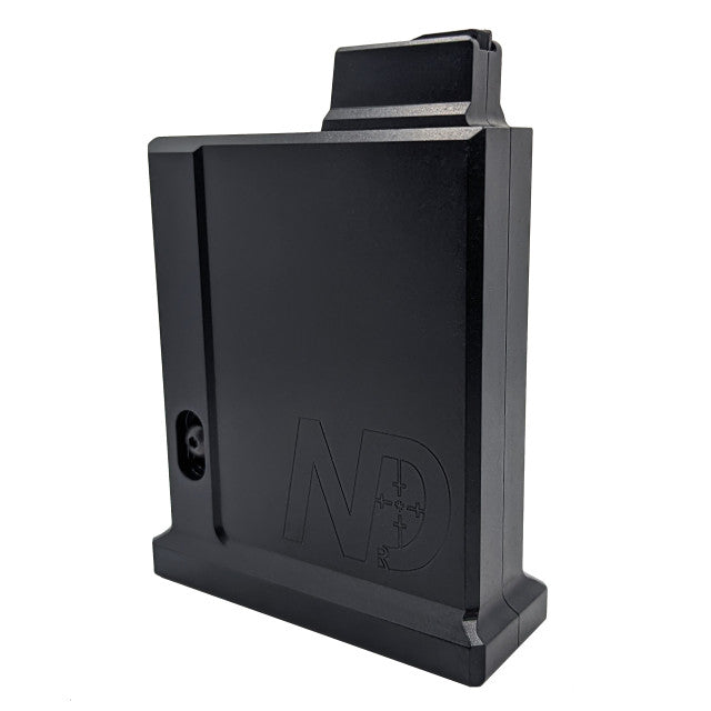 NDR 15 Round AICS 22LR Magazine in black, designed for precision feeding and durable performance in 22LR rifles.