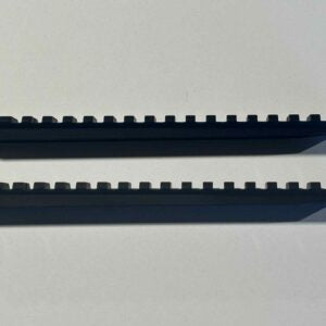 Two black 40 MOA Rail For Deuce 2.0 rifle scope mounting rails with evenly spaced slots for attaching optics and accessories.