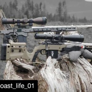 High-precision rifle equipped with a custom barreled action mounted on a tactical stock, showcasing the Deadline 2.0 Action designed for long-range shooting and accuracy.