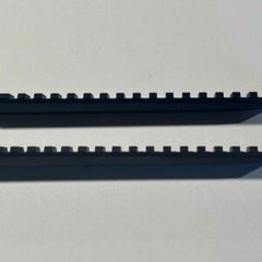 Two black 40 MOA Rail For Deuce 2.0 rifle scope mounting rails with evenly spaced slots for attaching optics and accessories.