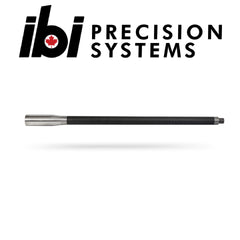 Wait-Less: Carbon Blanks showing a sleek carbon fiber barrel blank with stainless steel threading, designed for precision custom barreled actions.
