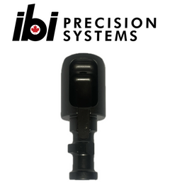 Close-up of a black Deadline Bolt Shroud from IBI Precision Systems designed for enhanced barrel protection and performance on custom barreled actions.