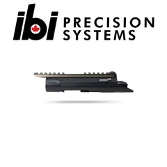 Side view of the Deuce 2.0 RH - The Ultimate 22LR Repeating Action in black finish with integrated rail, designed for precision and reliability by IBI Precision Systems.