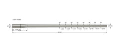 Technical diagram of a precision-machined barrel blank showing detailed measurements and dimensions, labeled as Wait-Less: Steel Blanks.