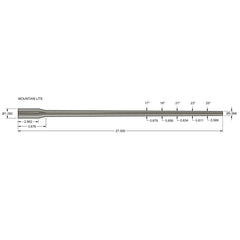 Technical drawing of the Wait-Less: Steel Blanks showing precise measurements along the length of a slender steel barrel blank with tapered dimensions.
