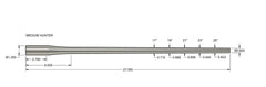 Technical drawing of a precision steel barrel blank with detailed measurements, labeled Medium Hunter, featuring the product name Wait-Less: Steel Blanks.