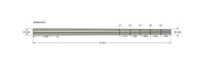 Technical drawing of a precision steel barrel blank with detailed measurements, labeled as Wait-Less: Steel Blanks, used for custom barrel and action manufacturing.