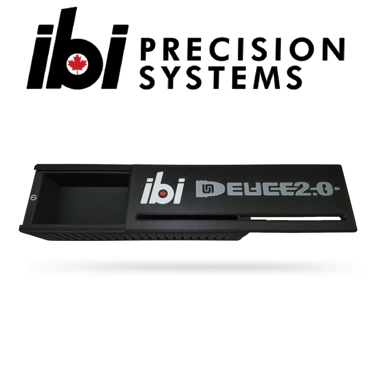 Black IBI Ammo Boxes with sliding lid featuring IBI Precision and Deuce 2.0 logos, designed as a magazine accessory for organized ammunition storage.