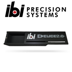 Black IBI Ammo Boxes with sliding lid featuring IBI Precision and Deuce 2.0 logos, designed as a magazine accessory for organized ammunition storage.
